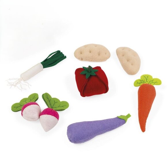 Janod Fabric Plush Basket with 8 Vegetables Shopping Toy New Sealed For Age 2-6 - Picture 7 of 13